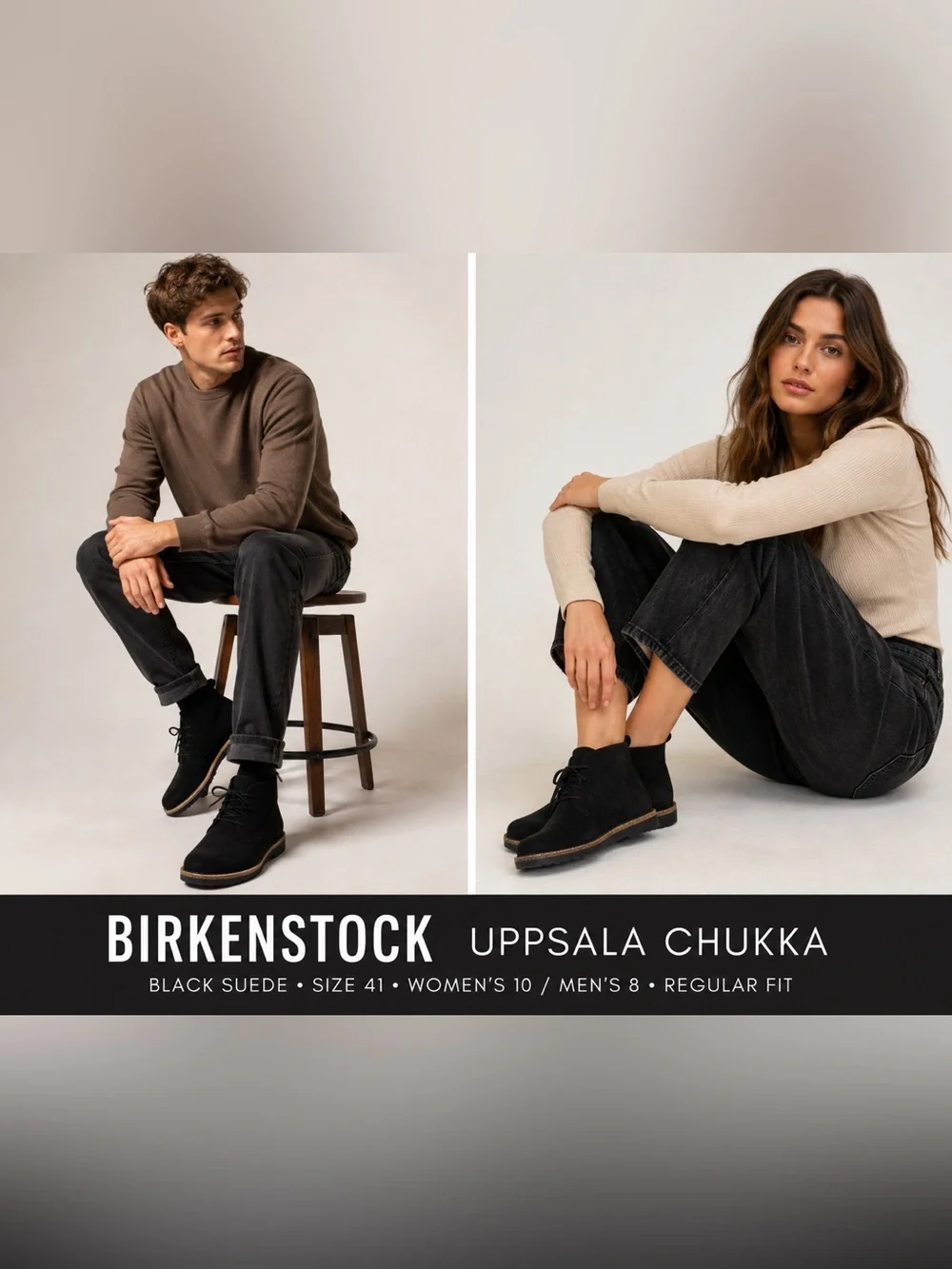 NIB Birkenstock Uppsala Chukka Black Suede Boots 41